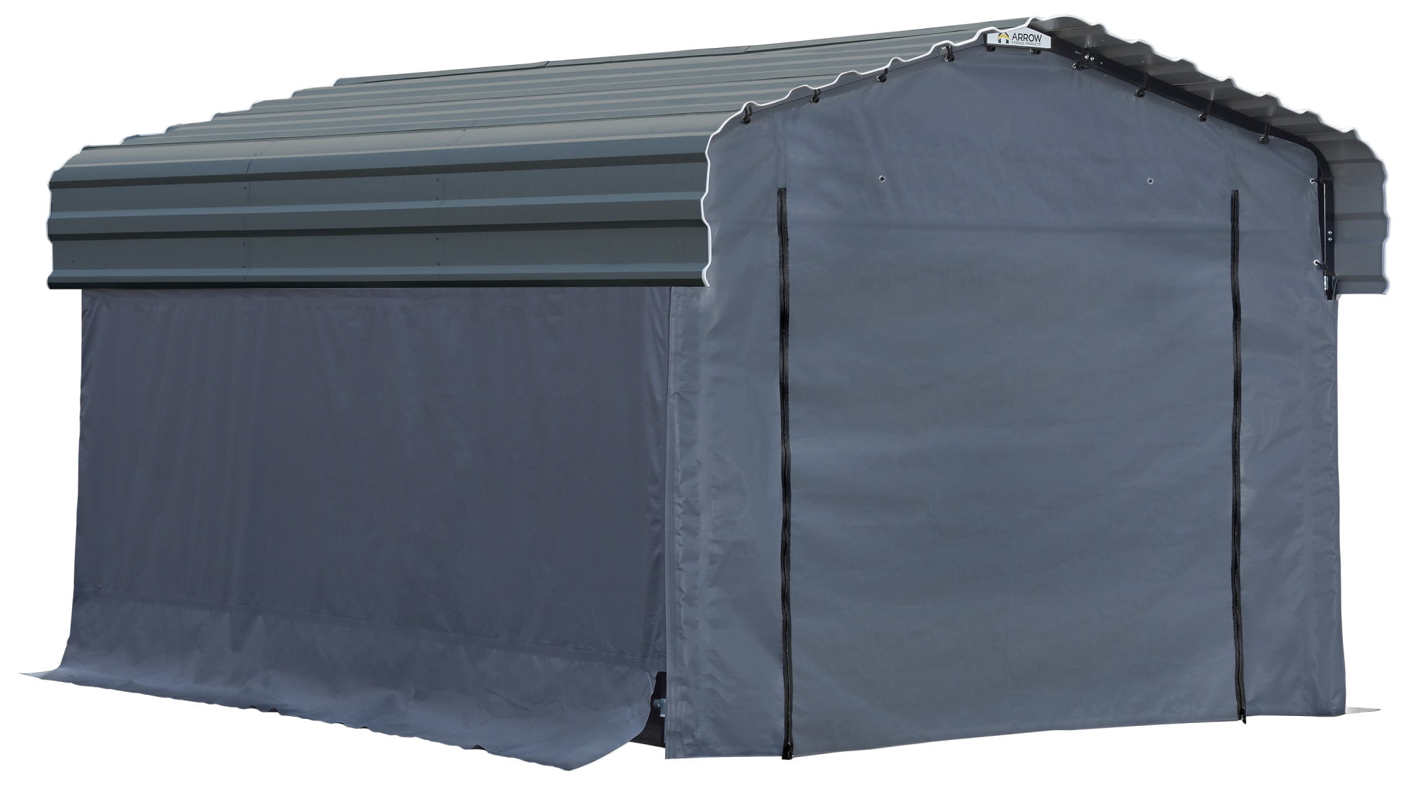 Arrow 10' x 15' x 7' 29-Gauge Carport with Galvanized Steel Roof Panels and Enclosure Kit, Charcoal