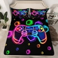 thumbnail image 2 of Homewish Teens Colorful Gamepad Twin Sheet Sets,Modern Gamer Twin Fitted Sheet,Multicolor Hockeycomb Hexagon 03 For Boys Kids,Ultra Soft Home Decor,3-Piece, 2 of 7