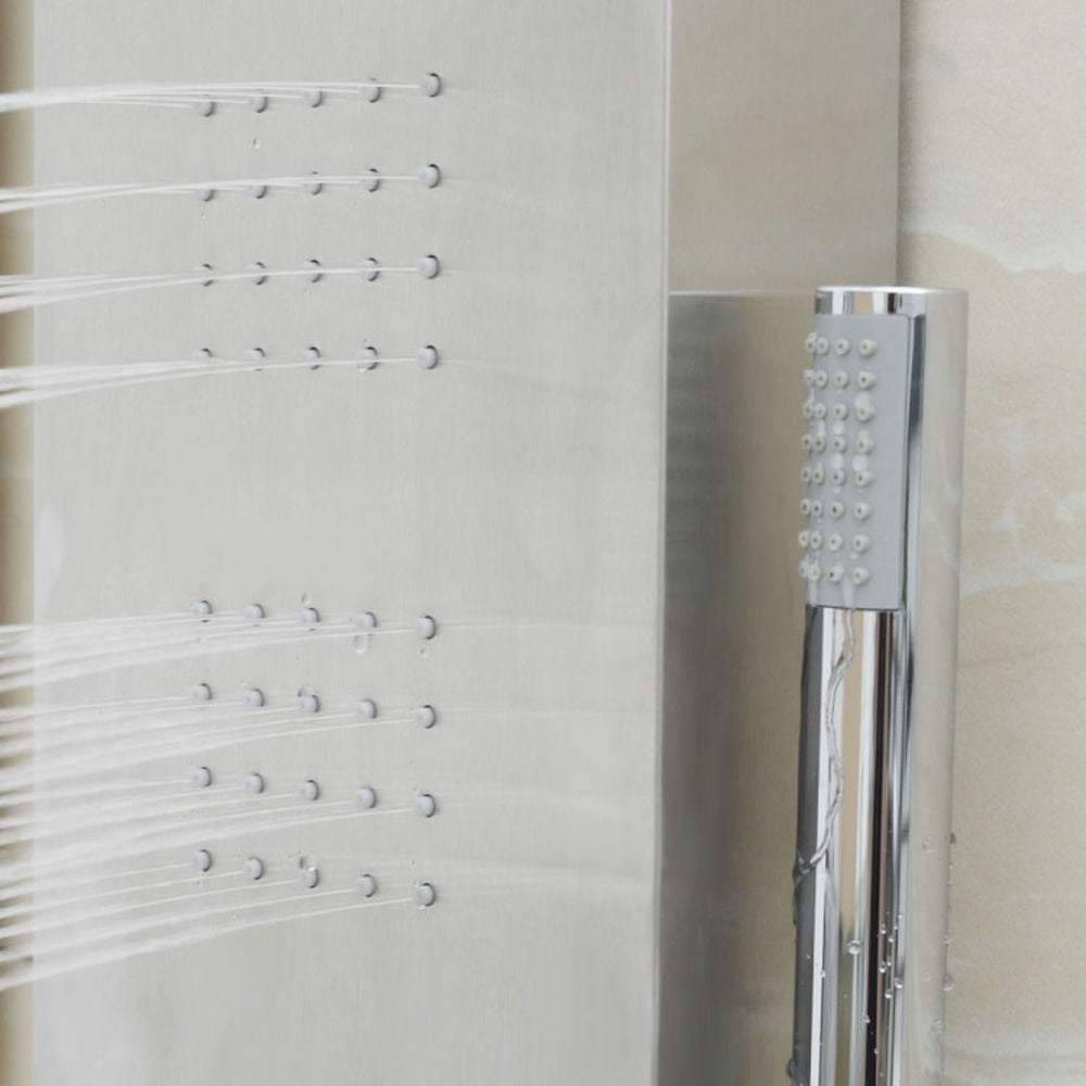 Finihen Shower Panel, Shower Panel Tower System, 57 Inch Stainless Steel Rainfall Shower Panel, Silver Finihen Shower Panel, Shower Panel Tower System, 57 Inch Stainless Steel Rainfall Shower Panel, Silver