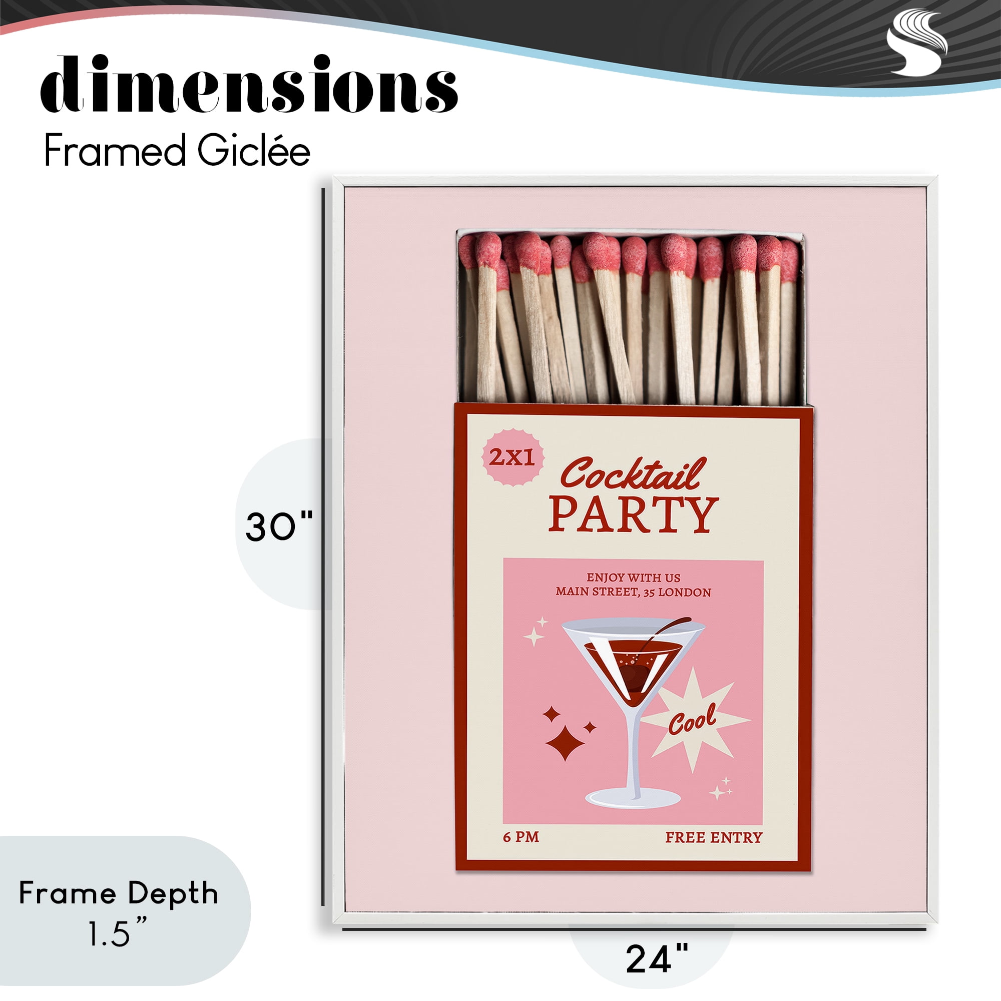Stupell Industries Cocktail Party Matchbox White Framed Giclee Art, design by CAD Designs