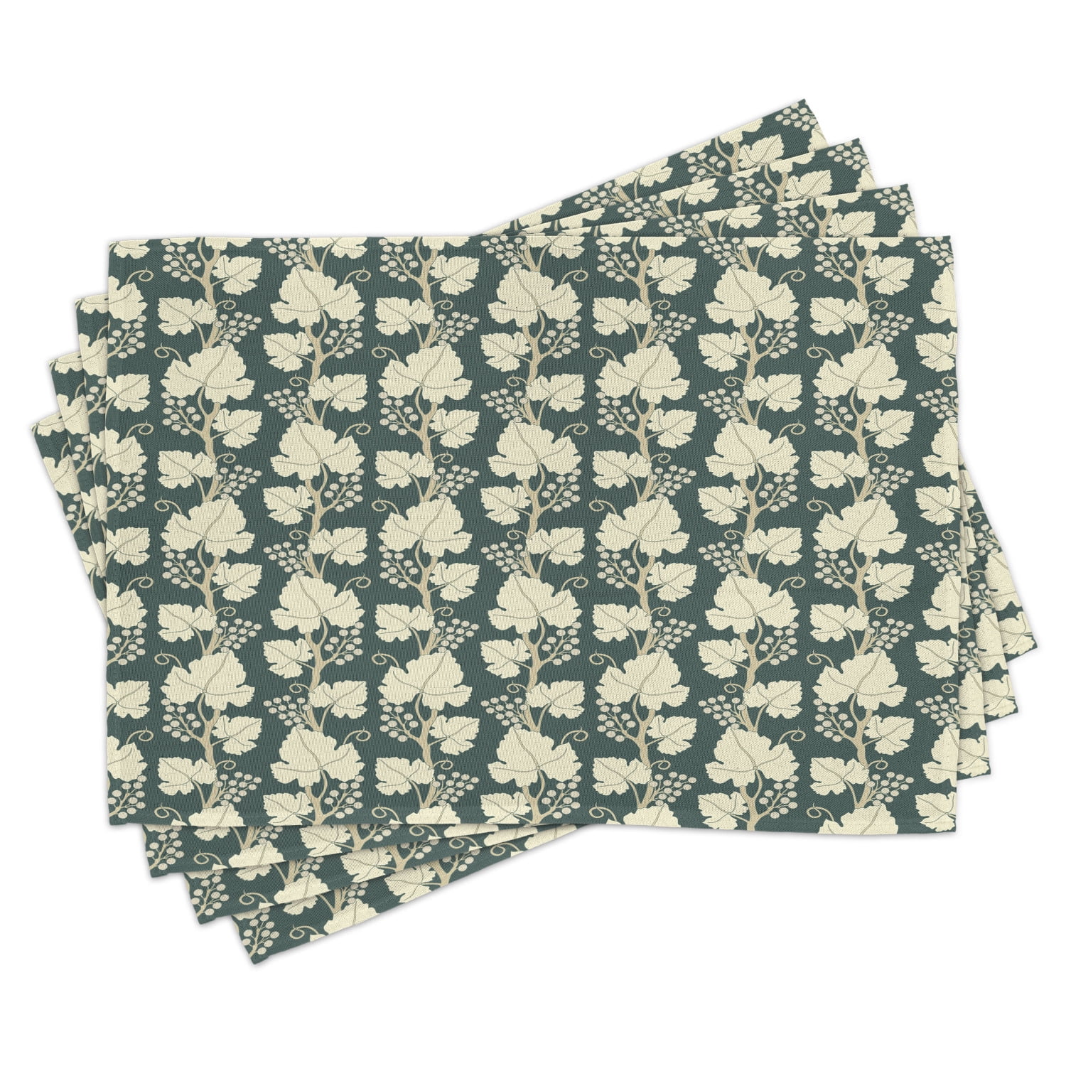 Vineyard Placemats Set of 4 Ornate Lattice Pattern Floral Style Agriculture Theme Vineyard Grape