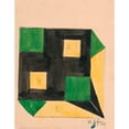 thumbnail image 2 of Anonymous 12x14 Gold Ornate Wood Frame and Double Matted Museum Art Print Titled - Design for Tablecloth with Green and Yellow Squares on Black Ground (1911), 2 of 4