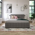thumbnail image 3 of CosmoLiving by Cosmopolitan Elizabeth Upholstered Bed with Storage, Queen, Light Grey Linen, 3 of 20