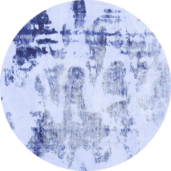 Ahgly Company Indoor Round Abstract Blue Modern Area Rugs, 6' Round