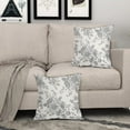 thumbnail image 6 of Light Grey and Cream Floral Pillow Covers 18x18 Inch Set of 2 Vintage Floral Throw Pillow Covers Chinoiserie Flower Pillowcases Rustic Farmhouse Cotton Linen Cushion Covers for Couch Bed Sofa Decor, 6 of 6