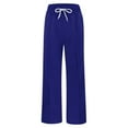 thumbnail image 6 of WENWU Women Pants Womens Pants Casual Dark Blue Trousers for Women'S Lounge Pants Wide Leg Trousers with Pockets Summer Pants for Women 2025, 6 of 9