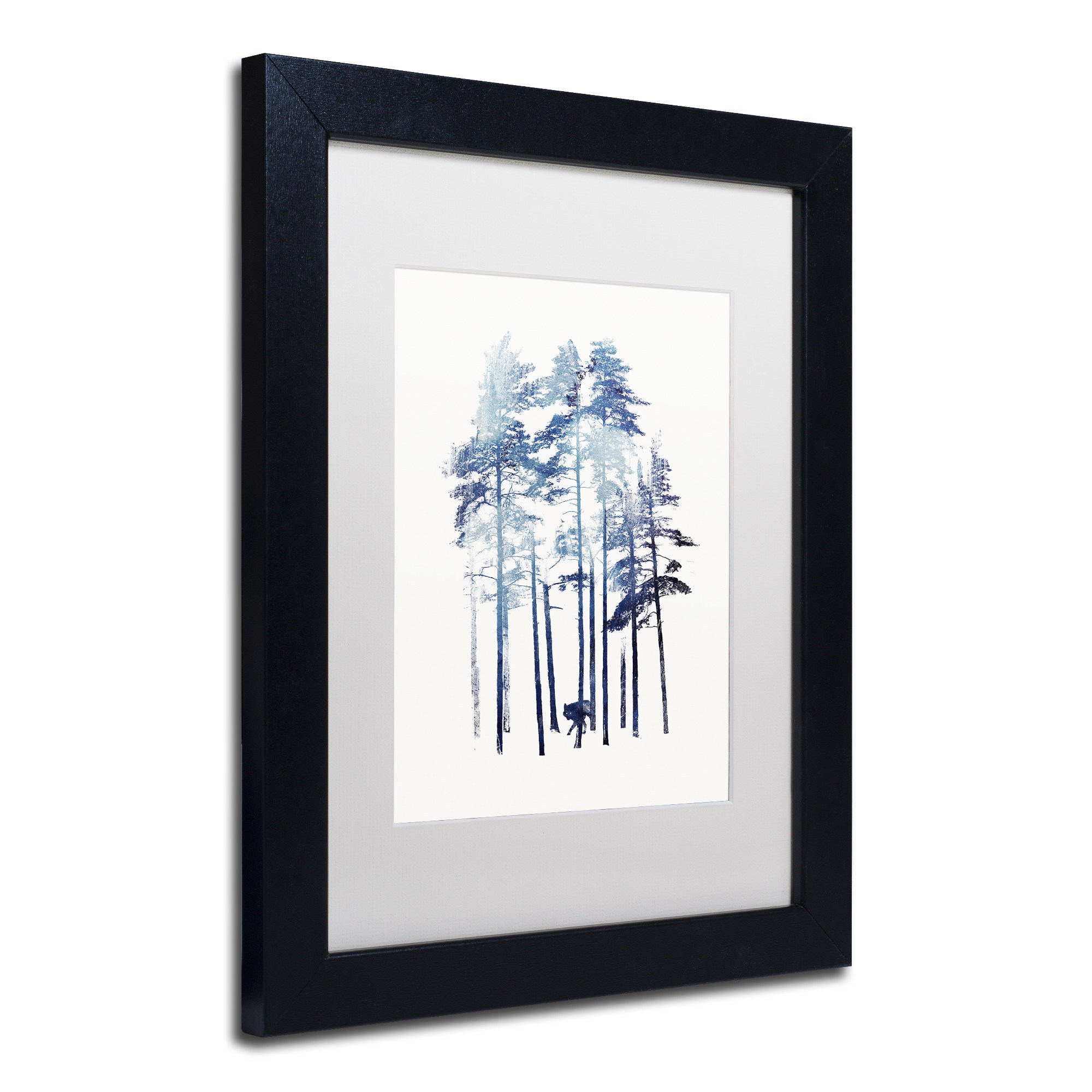Winter Wolf' Canvas Art by Robert Farkas, White Matte, Black Frame