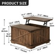 thumbnail image 6 of Dextrus Farmhouse Square Lift Top Coffee Table with Storage, Wood Center Table for Living Room, Walnut, 6 of 8