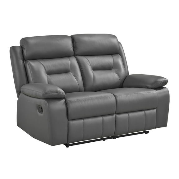 Lexicon Laconia Leather Double Reclining Love Seat in Dark gray