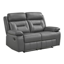Lexicon Laconia Leather Double Reclining Love Seat in Dark gray