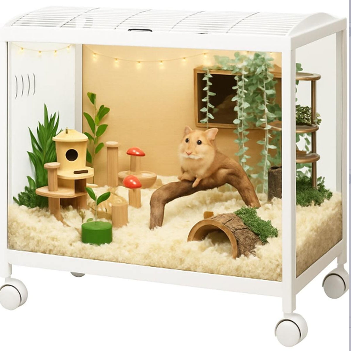 Danolapsi Hamster Cage, Metal Mice and Rat Habitat Stackable with  Universal Wheels,Chew-Proof Dual Door Small Animal Habitat,Hamster House for Guinea Pig Gerbil