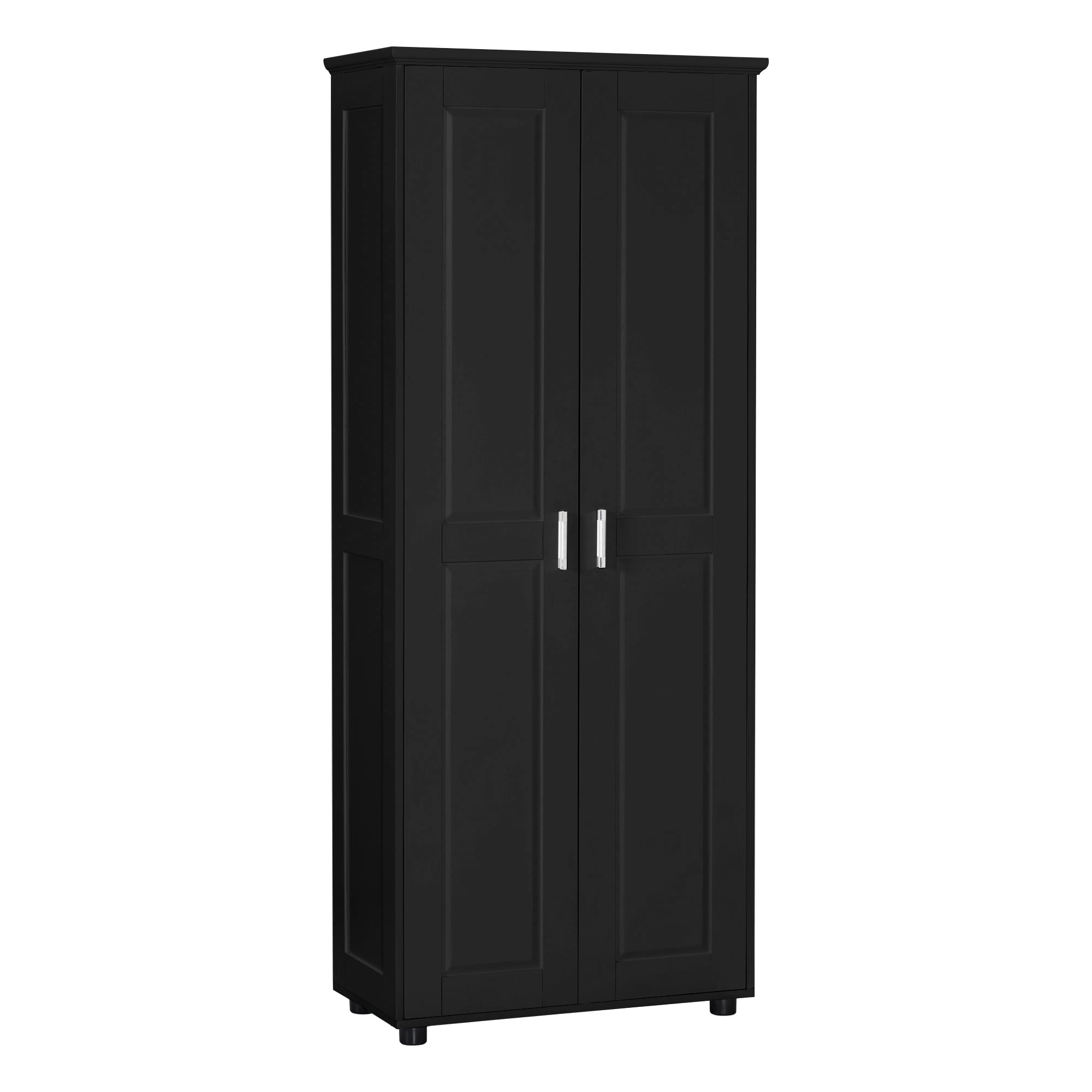 Euroco Storage Cabinet with Two Doors for Bathroom, Office, Adjustable Shelf, MDF Board, Black