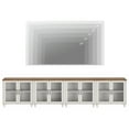 thumbnail image 2 of WAMAPT Sideboard Buffet Cabinets with 8-Glass Door, Kitchen Storage Cabinets, Wood Coffee Bar Tables with Adjustable Shelf, Accent Sideboard Table for Dining Room, Living Room, White (4 PCS), 2 of 7