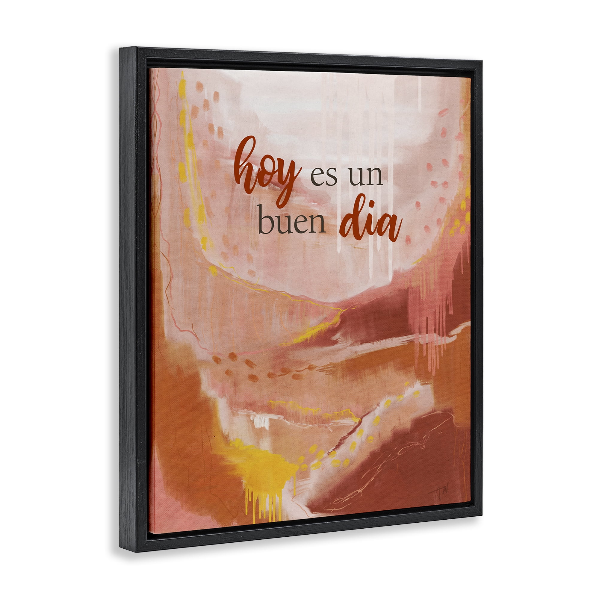 Stupell Industries Hoy es un Buen Dia Rojo Inspirational Quotes & Sayings Painting Black Floater Framed Art Print Wall Art, 17 x 21