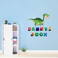 thumbnail image 2 of Custom Name Colorful Dinosaur TyrannosaurusWall Decal Decoration Joyful Cartoon Cartoon Animals Decorating Ideas for Child's Bedroom Size: 40 In(W) x 40 In(H), 2 of 5