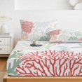 thumbnail image 6 of Twin XL Size Fitted Sheet Set - Red Sage Green Coastal 2 Piece Bedding Sets 16" Deep Pocket Fitted Sheet with 1 Pillowcases, Summer Beach Coral Shell Ocean Brushed Microfiber Hotel Luxury Bed Sheets, 6 of 9