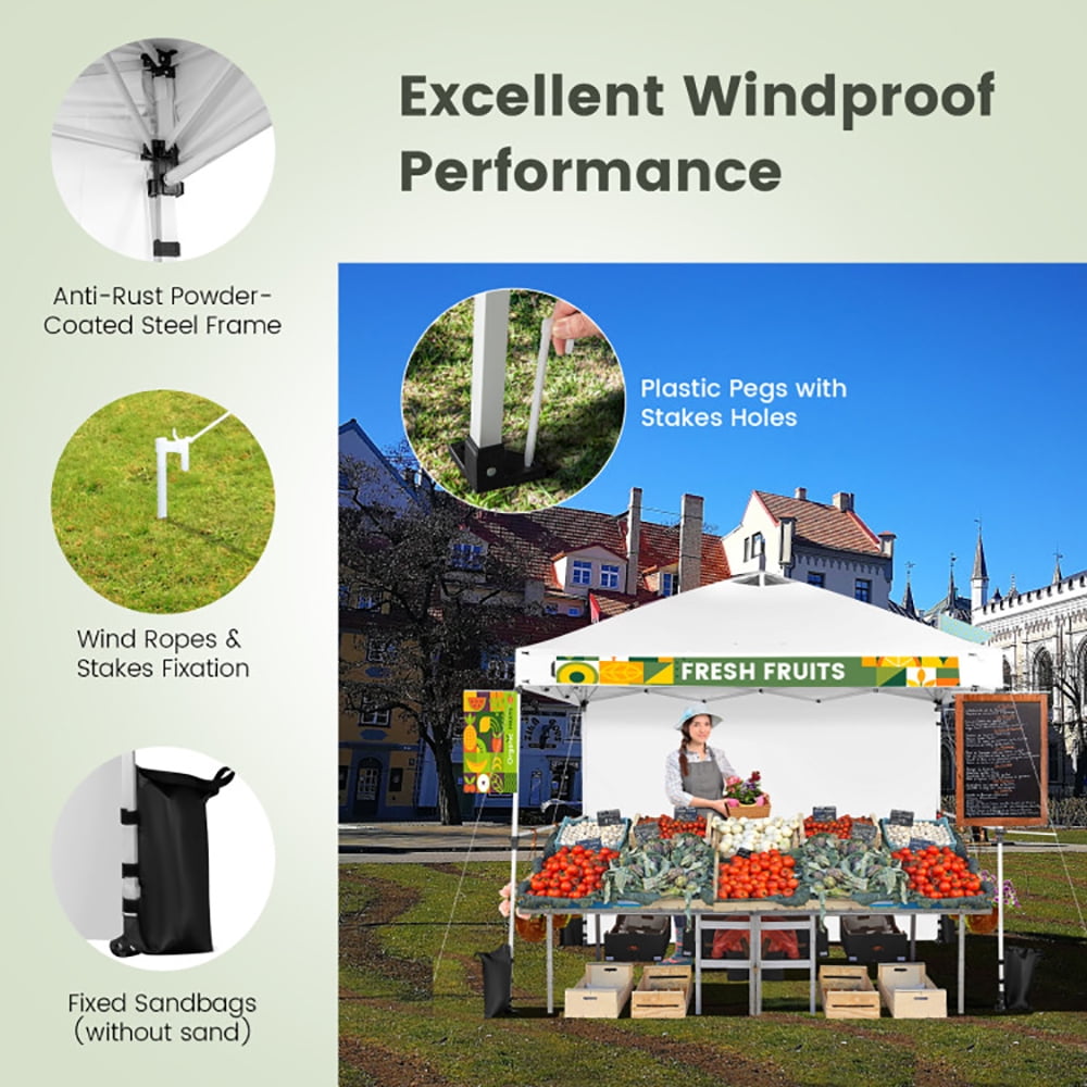 Aimee Lii 10 x 10 Feet Foldable Commercial Pop-up Canopy with Roller Bag and Banner Strip, Backyard Canopy Gazebo for Party Camping BBQ Events, White Aimee Lii 10 x 10 Feet Foldable Commercial Pop-up Canopy with Roller Bag and Banner Strip, Backyard Canopy Gazebo for Party Camping BBQ Events, White