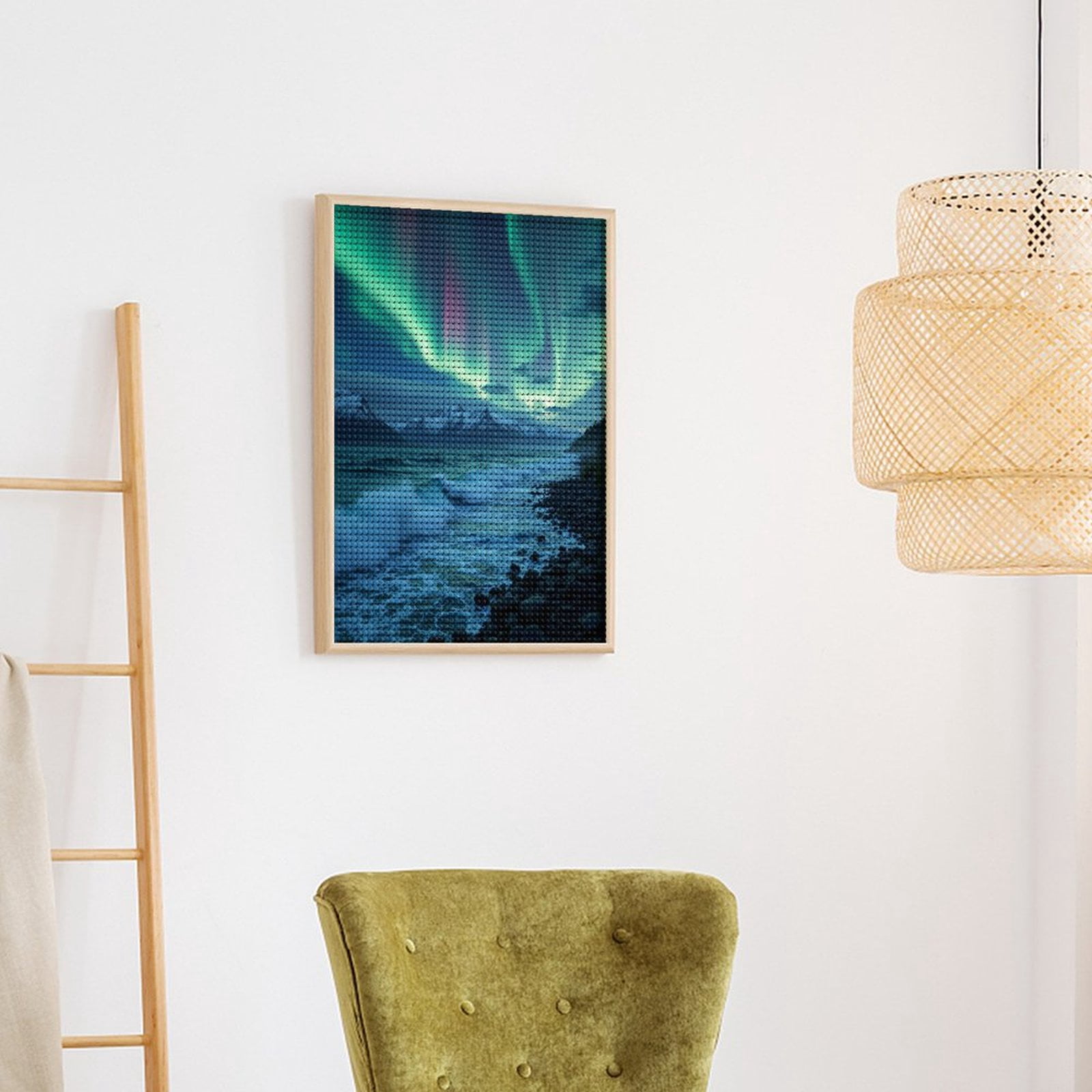 Diamond Art Kits for Adults, Aurora Borealis Over Ocean Waves 5D Diamond Painting Kits for Adults Beginners, DIY Full Drill Diamond Painting, Gem Art and Crafts 12x16