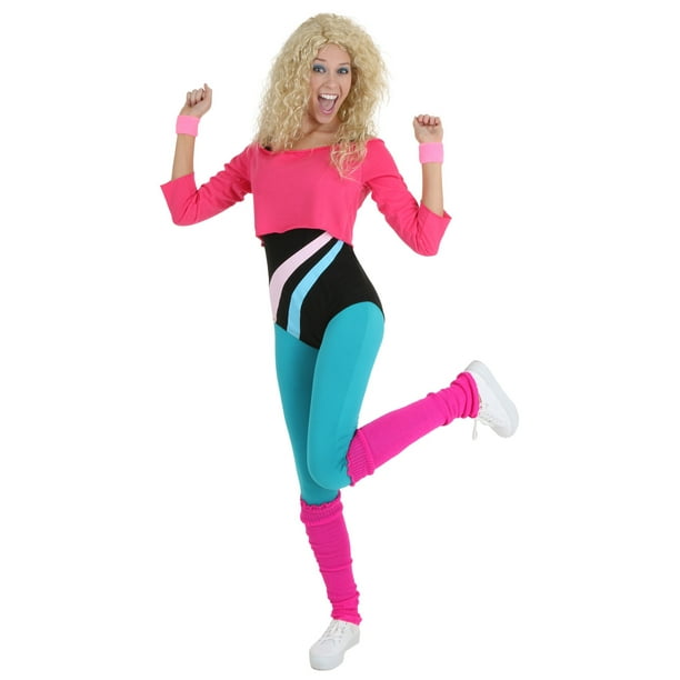 Women's 80s aerobics suit, costume top and romper, belt