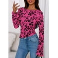 thumbnail image 3 of Blusa PRETTYGARDEN de Manga Larga con Malla Floral Rosa XL, 3 of 9