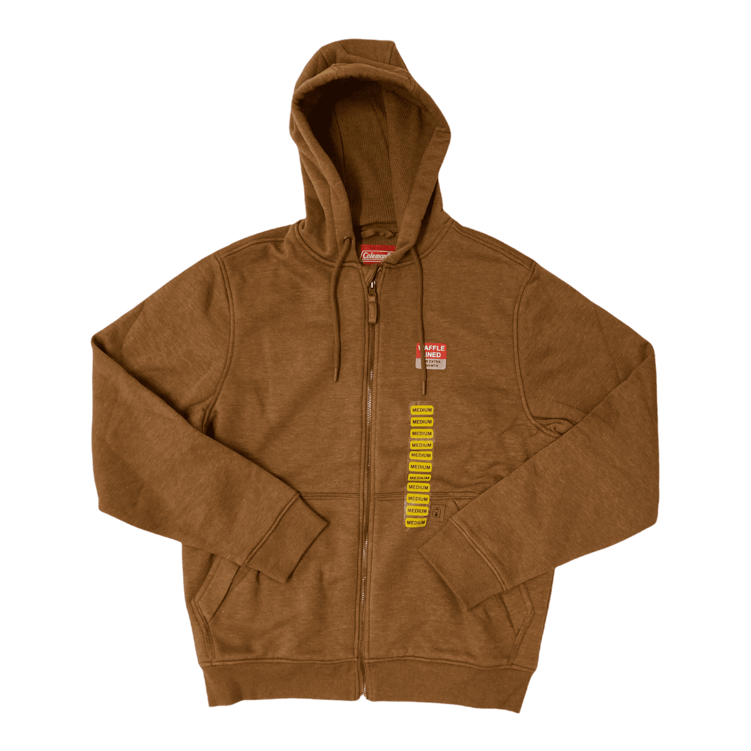 Coleman Men's Waffle Lined Full Zip Workwear Hoodie (Walnut Heather, L