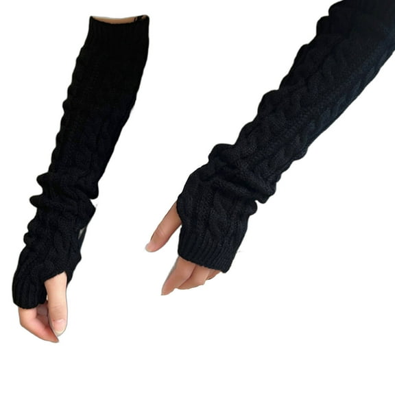 TELOLY Fingerless Gloves Sleek&Stylish Fingerless Gloves for Women Breathable Material Warm Gloves Keeps Hands Safe Black