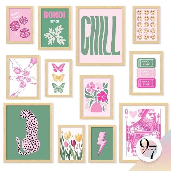 97 Decor Preppy 8x10 Colorful Teen Girl Poster Set, 12 Pieces