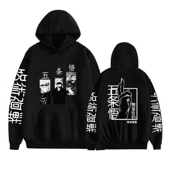 Satoru Gojo hoodie casual pocket hooded sweatshirt spring clothes black and white
