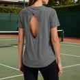 thumbnail image 2 of fatyb Workout Tops for Women Open Back Athletic T Shirts Short Sleeve Womens Running Tees Activewear, 2 of 7