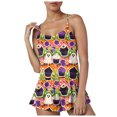 thumbnail image 5 of Cdudpw Cute Pajamas for Women Halloween Print Top and Shorts Pj Set Two Piece Pajama Set Sleepwear Sleep Outfits(T144-Purple), 5 of 6
