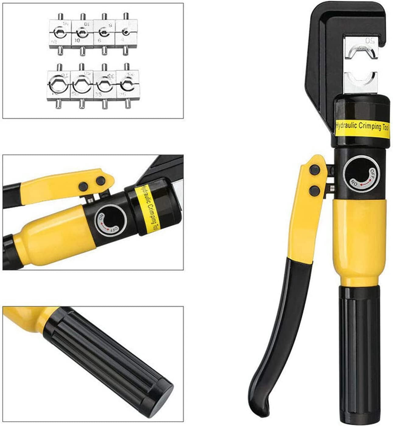 PET-U 10 Ton Hydraulic Wire Crimper Battery with 9 Dies Cable Lug Terminal Crimper Crimping Tool for Crimping Wires and Butt Connectors