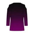thumbnail image 5 of Lmnyox Summer Trendy Cold Shoulder T Shirt 3/4 Sleeve V Neck Tunic Tops Loose Casual Shirts 2024 Trendy, 5 of 5