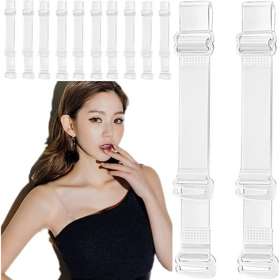 6 Pairs clear straps, Bra Straps, Adjustable Women Transparent Removable Invisible Replacement Bra Shoulder Straps 15mm