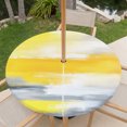 thumbnail image 3 of Yellow Grey Ombre Round Outdoor Tablecloth with Umbrella Hole Zipper, Oil Painting Modern Abstract Art Elastic Fitted Table Cover, Waterproof Table Cloth for Patio Picnic Party Fits 36"-44", 3 of 9
