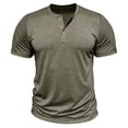 thumbnail image 3 of Domuza Men's Henley T-Shirts Ultra Soft Short Sleeve T Shirts Lightweight Cooling Tees Casual Basic Shirt Tops for Men Army Green 2XL, 3 of 4
