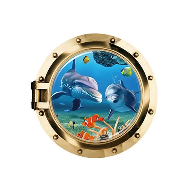 Under the Sea Ocean Fish 3D Window View Wall Stickers Undersea World Removable Wall Art Decals (5003)