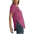 thumbnail image 4 of USSUMA Summer Tops for Women 2025 Women's Fashion Solid V-Neck Short Sleeves Casual T-Shirt Top Trendy Holiday Saving Hot Pink Polyester M, 4 of 6