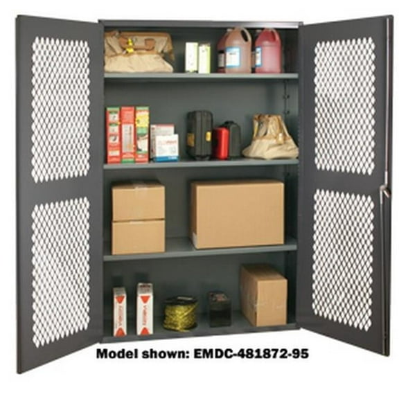 Durham EMDC-482472-95 14 Gauge Flush Door Style Lockable Cabinet with 3 Adjustable Shelves, Gray - 48 x 24 x 72 in.