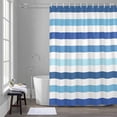 thumbnail image 5 of Ombre Blue White Striped Shower Curtains for Bathroom, Modern Minimalist Abstract Lines Washable Fabric Shower Curtain with Hooks Waterproof Bathroom Decor Sets, 54 x 78 Inches, 5 of 9