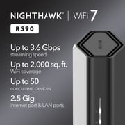 NETGEAR Nighthawk Dual-Band WiFi 7 Router (RS90) – Security Features, BE3600 Wireless Speed (up to 3.6 Gbps) – Covers up to 2,000 sq. ft., 50 Devices - 2.5 Gig Internet Port