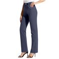 thumbnail image 3 of XIAONU Women's Bootcut Dress Pants High Waist Slim Fit Design Trousers Stretchy Office Style Work Bottoms Navy, 3 of 8
