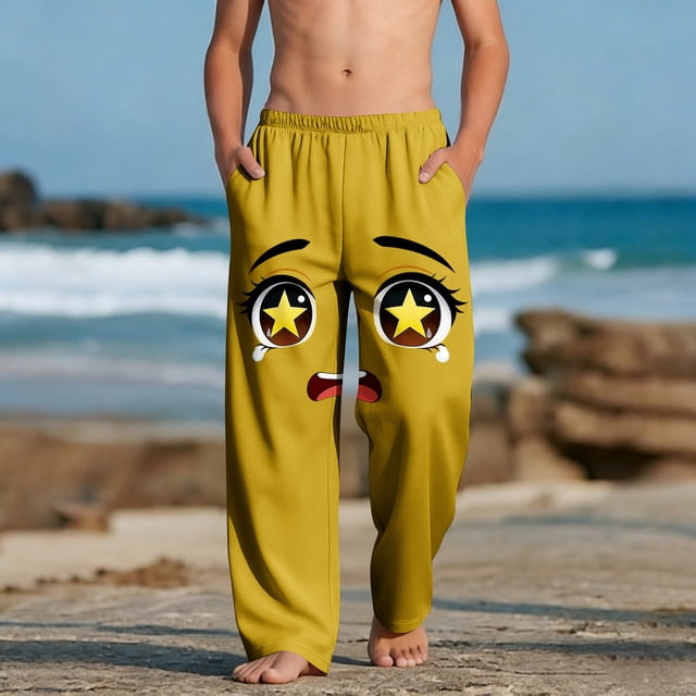 Pantalones largos para niños y niñas, de moda, estampados, casuales, de playa, con bolsillos.