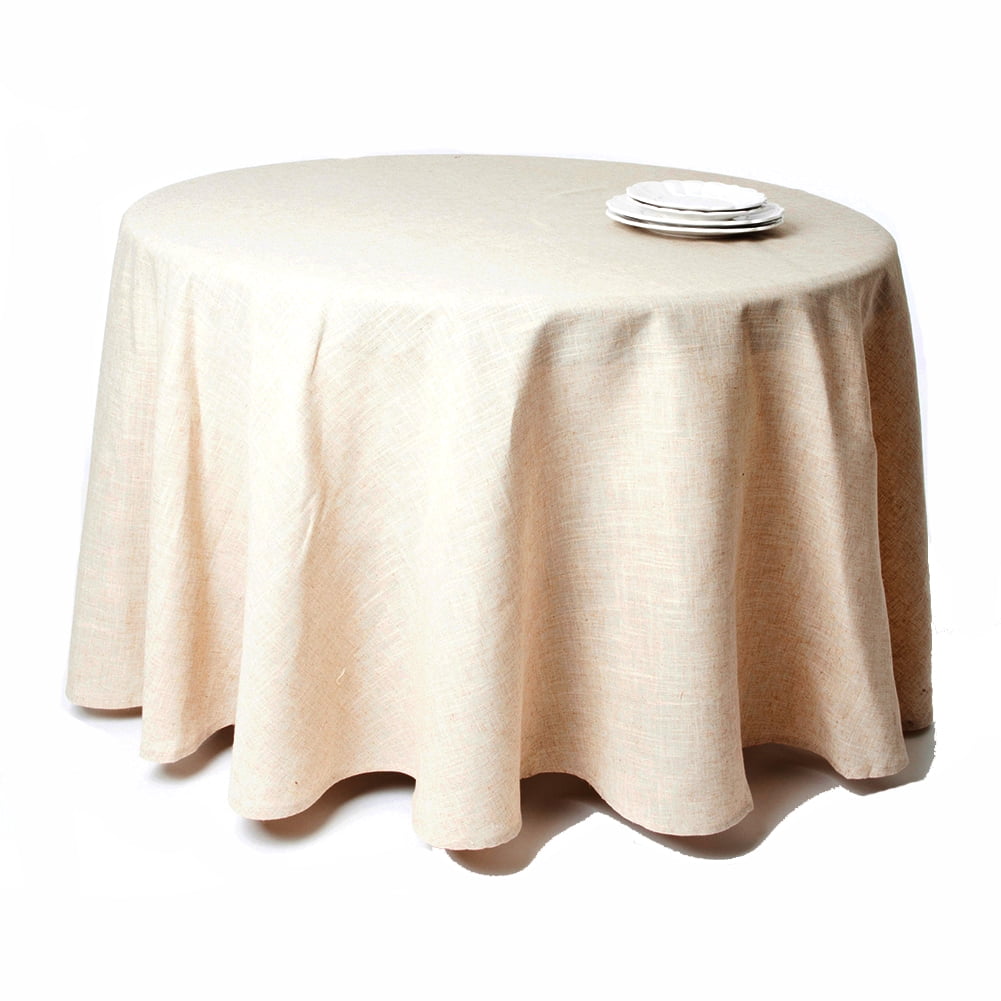 Natural Beige Classic Tuscany Design, 120 Inch Round Tablecloth White