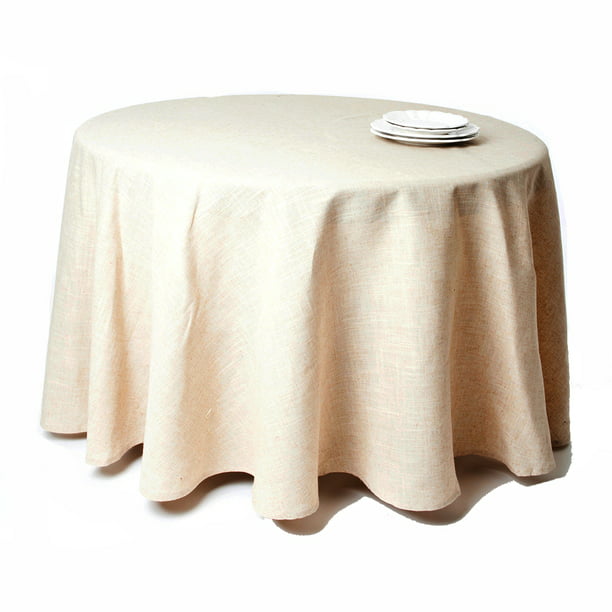 Natural Beige Classic Tuscany Design, 120 Inch Round Cotton Tablecloth
