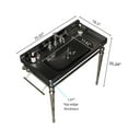 thumbnail image 3 of 36" Bathroom Console Sink, Wall-Mounted Black Ceramic Vanity Basin with 3 Pre-drilled Faucet Holes, Freestanding Stainless Steel Support Legs with Towel Bar, No Faucet, 3 of 5