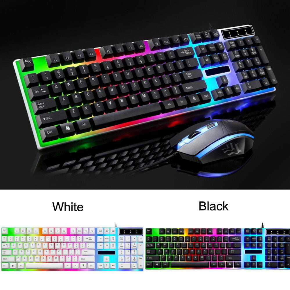 Colorful LED Gaming Keyboard & Mouse Set,G21 Backlit USB Wired Touch