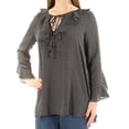 thumbnail image 3 of MAX STUDIO Womens Black Geometric Long Sleeve Keyhole Top M, 3 of 4