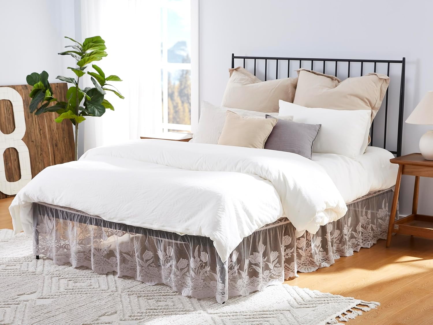 WARM HOME DESIGNS Twin Size Bed Skirt for Twin Bed. Our Silver Bed Skirt Goes Great with Farmhouse or Victorian Bedding. Twin Dust Ruffle Lace Bed Skirt for Any Bedroom Décor. DO Silver Twin