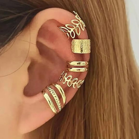 Gold Clip On Earrings Set of 5 Non Pierced Cartilage Earrings Stackable Fake Earrings Women Fashion Jewelry Birthday Christmas Gift
