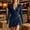 Navy, variant on Women's Western Cowgirl Faux Suede Mini Dress Long Sleeve Fringe V Neck Wrap Style Boho Party Clubwear Short Dresses